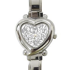 Gray And White Floral Pattern Heart Italian Charm Watch by Valentinaart