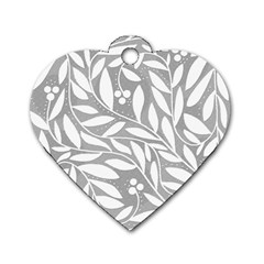 Gray And White Floral Pattern Dog Tag Heart (two Sides) by Valentinaart