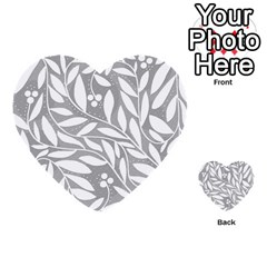 Gray And White Floral Pattern Multi-purpose Cards (heart)  by Valentinaart