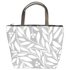 Gray And White Floral Pattern Bucket Bags by Valentinaart