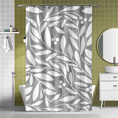 Gray And White Floral Pattern Shower Curtain 48  X 72  (small)  by Valentinaart