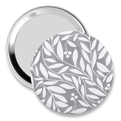 Gray And White Floral Pattern 3  Handbag Mirrors by Valentinaart