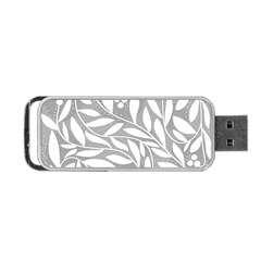 Gray And White Floral Pattern Portable Usb Flash (one Side) by Valentinaart