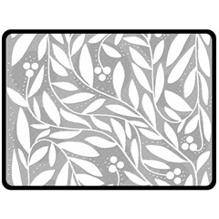 Gray And White Floral Pattern Double Sided Fleece Blanket (large)  by Valentinaart