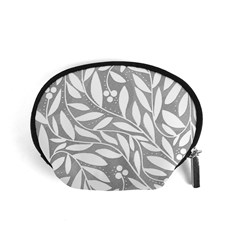 Gray And White Floral Pattern Accessory Pouches (small)  by Valentinaart