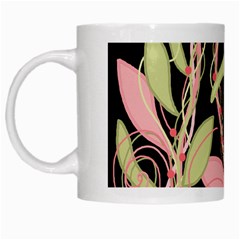 Pink And Ocher Ivy White Mugs by Valentinaart