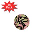 Pink and ocher ivy 1  Mini Buttons (10 pack)  Front