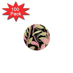 Pink And Ocher Ivy 1  Mini Magnets (100 Pack)  by Valentinaart