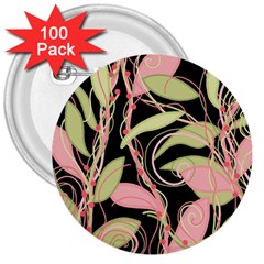 Pink And Ocher Ivy 3  Buttons (100 Pack)  by Valentinaart