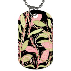 Pink And Ocher Ivy Dog Tag (two Sides) by Valentinaart