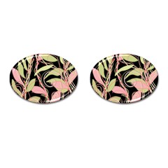 Pink And Ocher Ivy Cufflinks (oval) by Valentinaart