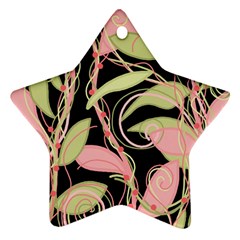 Pink And Ocher Ivy Star Ornament (two Sides)  by Valentinaart