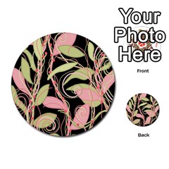 Pink And Ocher Ivy Multi-purpose Cards (round)  by Valentinaart