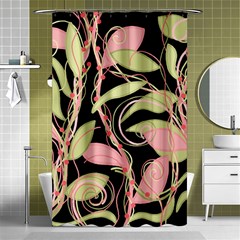 Pink And Ocher Ivy Shower Curtain 48  X 72  (small)  by Valentinaart