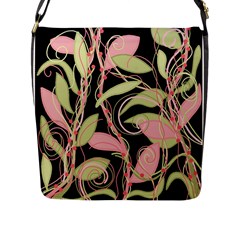 Pink And Ocher Ivy Flap Messenger Bag (l)  by Valentinaart