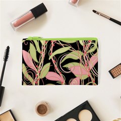 Pink And Ocher Ivy Cosmetic Bag (xs) by Valentinaart