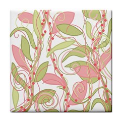 Pink and ocher ivy 2 Tile Coasters