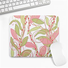 Pink And Ocher Ivy 2 Large Mousepads by Valentinaart