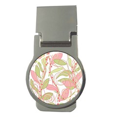 Pink And Ocher Ivy 2 Money Clips (round)  by Valentinaart