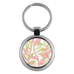 Pink And Ocher Ivy 2 Key Chains (round)  by Valentinaart