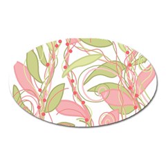 Pink And Ocher Ivy 2 Oval Magnet by Valentinaart