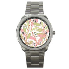 Pink and ocher ivy 2 Sport Metal Watch