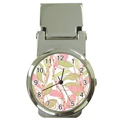 Pink and ocher ivy 2 Money Clip Watches