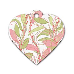 Pink And Ocher Ivy 2 Dog Tag Heart (one Side) by Valentinaart