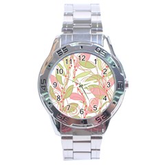 Pink And Ocher Ivy 2 Stainless Steel Analogue Watch by Valentinaart