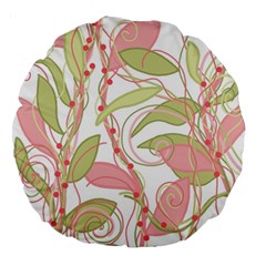 Pink and ocher ivy 2 Large 18  Premium Round Cushions