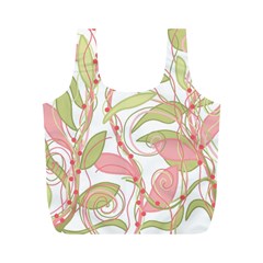 Pink And Ocher Ivy 2 Full Print Recycle Bags (m)  by Valentinaart