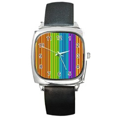 Colorful Lines Square Metal Watch by Valentinaart