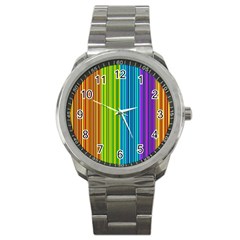 Colorful Lines Sport Metal Watch by Valentinaart