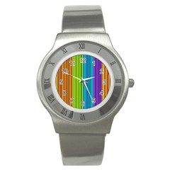 Colorful Lines Stainless Steel Watch by Valentinaart