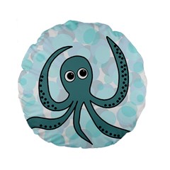 Octopus Standard 15  Premium Flano Round Cushions by Valentinaart