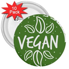 Vegan Label3 Scuro 3  Buttons (10 Pack)  by CitronellaDesign