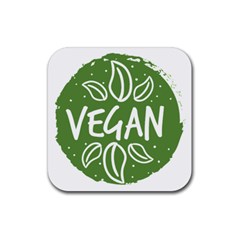 Vegan Label3 Scuro Rubber Coaster (square)  by CitronellaDesign