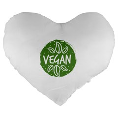 Vegan Label3 Scuro Large 19  Premium Heart Shape Cushions by CitronellaDesign