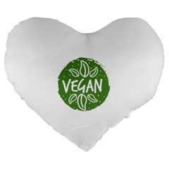 Vegan Label3 Scuro Large 19  Premium Flano Heart Shape Cushions by CitronellaDesign