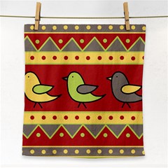 Brown Bird Pattern Face Towel by Valentinaart