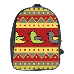 Brown Bird Pattern School Bags(large)  by Valentinaart