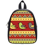 Brown bird pattern School Bags (Small)  Front