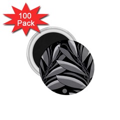 Gray Plant Design 1 75  Magnets (100 Pack)  by Valentinaart