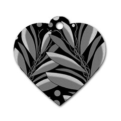 Gray Plant Design Dog Tag Heart (two Sides) by Valentinaart