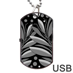 Gray Plant Design Dog Tag Usb Flash (two Sides)  by Valentinaart