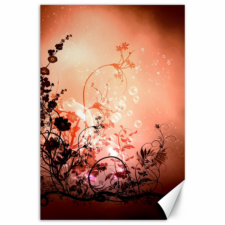 Wonderful Flowers In Soft Colors With Bubbles Canvas 24  x 36 