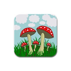 Mushrooms  Rubber Square Coaster (4 Pack)  by Valentinaart