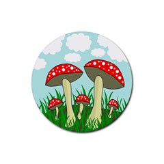 Mushrooms  Rubber Coaster (round)  by Valentinaart