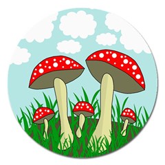 Mushrooms  Magnet 5  (round) by Valentinaart