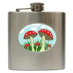 Mushrooms  Hip Flask (6 Oz) by Valentinaart